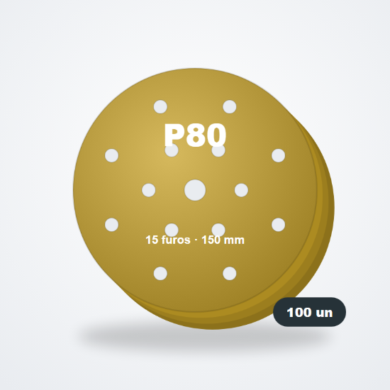 Imagem de Discos abrasivos 150 mm 15 furos P80 (100 un)