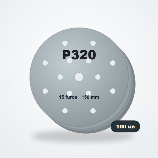 Imagem de Discos abrasivos 150 mm 15 furos P320 (100 un)