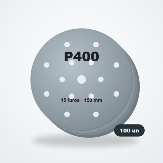 Imagem de Discos abrasivos 150 mm 15 furos P400 (100 un)