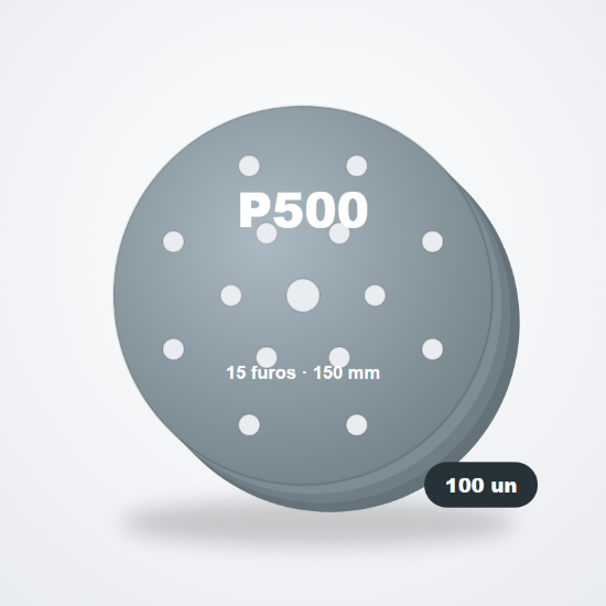 Imagem de Discos abrasivos 150 mm 15 furos P500 (100 un)