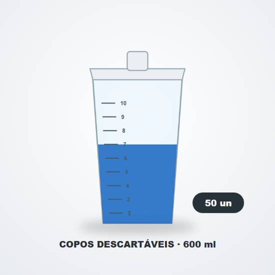 Imagem de Sistema de copos descartáveis 600 ml com tampa e filtro (50 un)